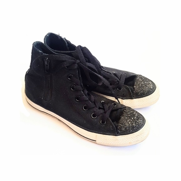 black glitter converse high tops